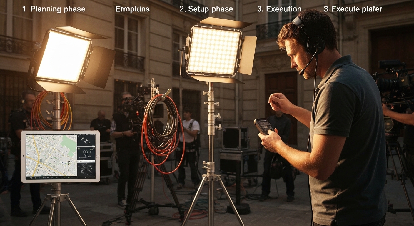 Paris gaffer hire film production: your assurance of a perfectly lit shoot (the 3-phase method)